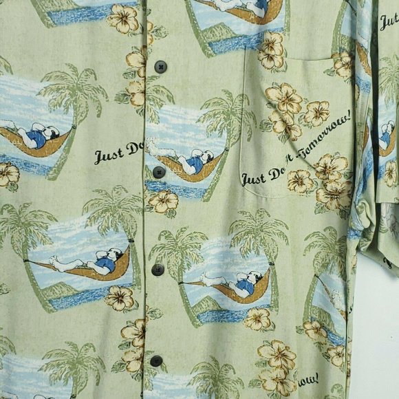 Big Dogs Mens Hawaiian Shirt Yellow Green Floral - Picture 3 of 8